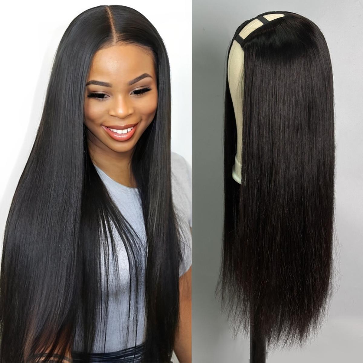 Mscoco Layered Body Wave U Part Human Hair Wig Affordable yaki Straight & Straight & Highlight U Part Human Hair Wigs Highlight 1B 22 And 1B 2 30 U Part Wig