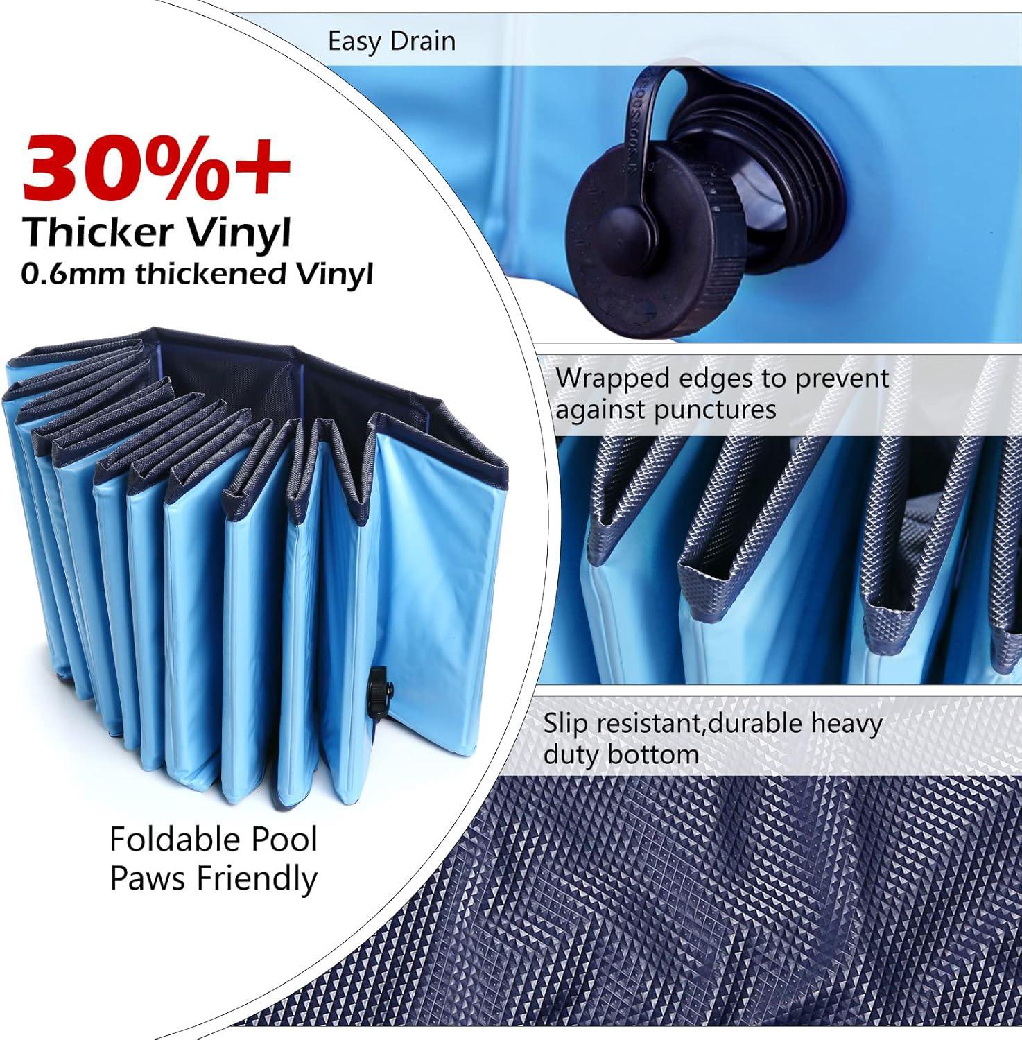 Foldable Dog Kiddie Pool Portable Hard Plastic Doggie Swimming Pool Anti-Slip Collapsible Pets Bath Tub Suitable for Kids Indoor Outdoor Backyard Use