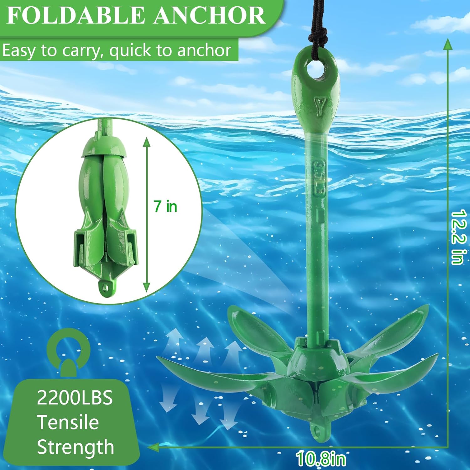 Kayak Anchor, 3.5 Lb Folding Marine Grapnel Anchor Kit with 40ft Rope and Buoy for Kayaks Jet Ski SUP Paddle Boards PWC Inflatable Small Boat Canoes Fishing, Kayaking & Boating Accessories Kayak Anchor, 3.5 Lb Folding Marine Grapnel Anchor Kit with 40ft Rope and Buoy for Kayaks Jet Ski SUP Paddle Boards PWC Inflatable Small Boat Canoes Fishing, Kayaking & Boating Accessories