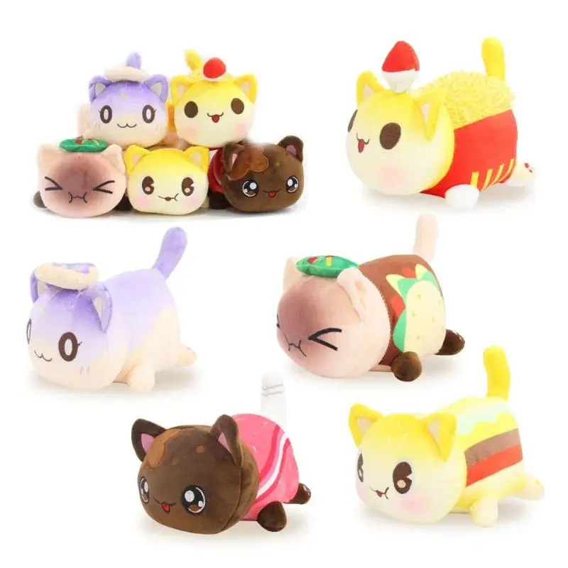 Aphmau Meows Cat Plush Toy Soft Stuffed Meemeow Donut Cat Plushie Kawaii French Fry Cheeseburger Food Peluche Christmas Gifts