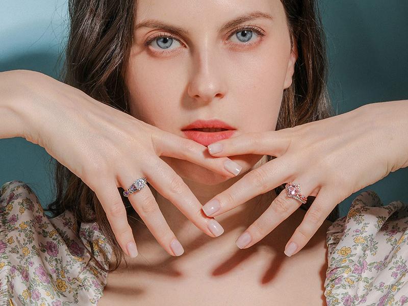 Jeulia 4.3 Carat Personalized Sterling Silver Butterfly Rings for Women Purple Amethyst Bridal Round Cut Wedding Engagement Eternity Valentine's Promise Ring Sterling Silver Zircon