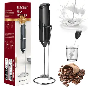 Milk Frother Handheld Electric Whisk, Coffee Frother Wand Drink Mixer for Latte, Cappuccino, Matcha, Battery Operated with Stainless Steel Stand#fathersdaygift