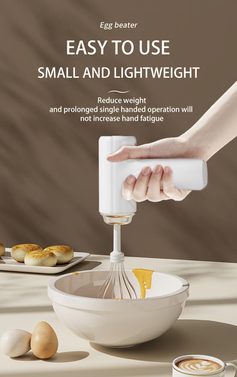 Cordless Electric Hand Mixer 3-Speed Rechargeable Whisk with 2 Detachable Heads Portable Compact Baking Tool for Thin Batter Eggs Cookies for Tiny Kitchen RV Camping Purple & White