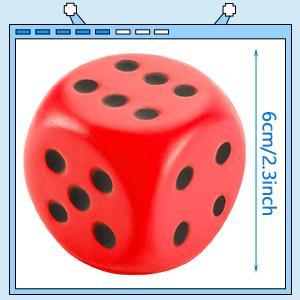 Zomiboo 2 Pcs 2.3'' Large Foam Dice for Classroom Jumbo 6 Sided Giant Dice Casino Party Decoration Squeeze Anxiety Stress Relieve Toy Gifts for Valentine's Day Adults Kids Board Game, Green White