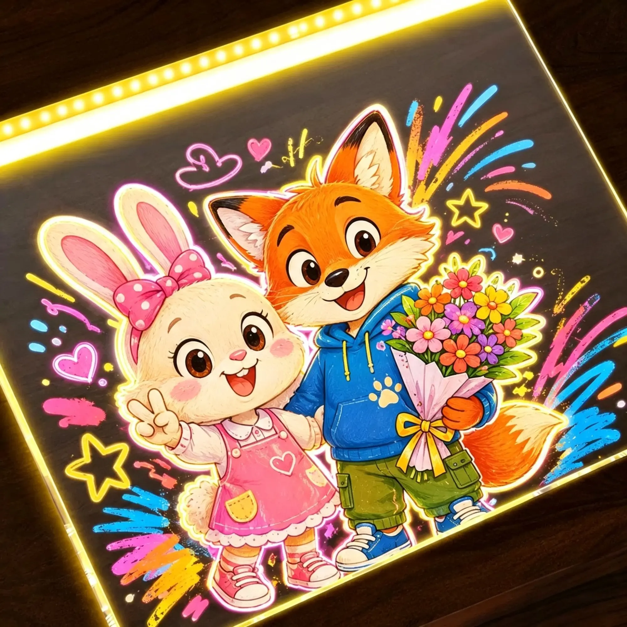 Led drawing board for kids 1/8 Counts USB Powered Led Light Backlit Illuminated Dry Erase Board with Stand & Markers & Rags, Led Lighted, Room Accessories, LED Display Board, School Supplies,Christmas gifts