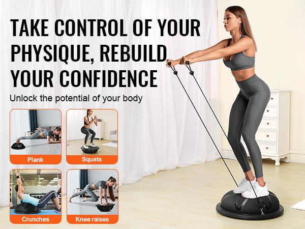 fathersdaygift VEVOR Half Exercise Ball Trainer, 23 inch Balance Ball Trainer, 660 lbs Capacity Stability Ball, Yoga Ball with Resistance Bands and Pump, Strength Fitness Ball for Home Gym, Full Body Workouts, Black fathersdaygift VEVOR Half Exercise Ball Trainer, 23 inch Balance Ball Trainer, 660 lbs Capacity Stability Ball, Yoga Ball with Resistance Bands and Pump, Strength Fitness Ball for Home Gym, Full Body Workouts, Black