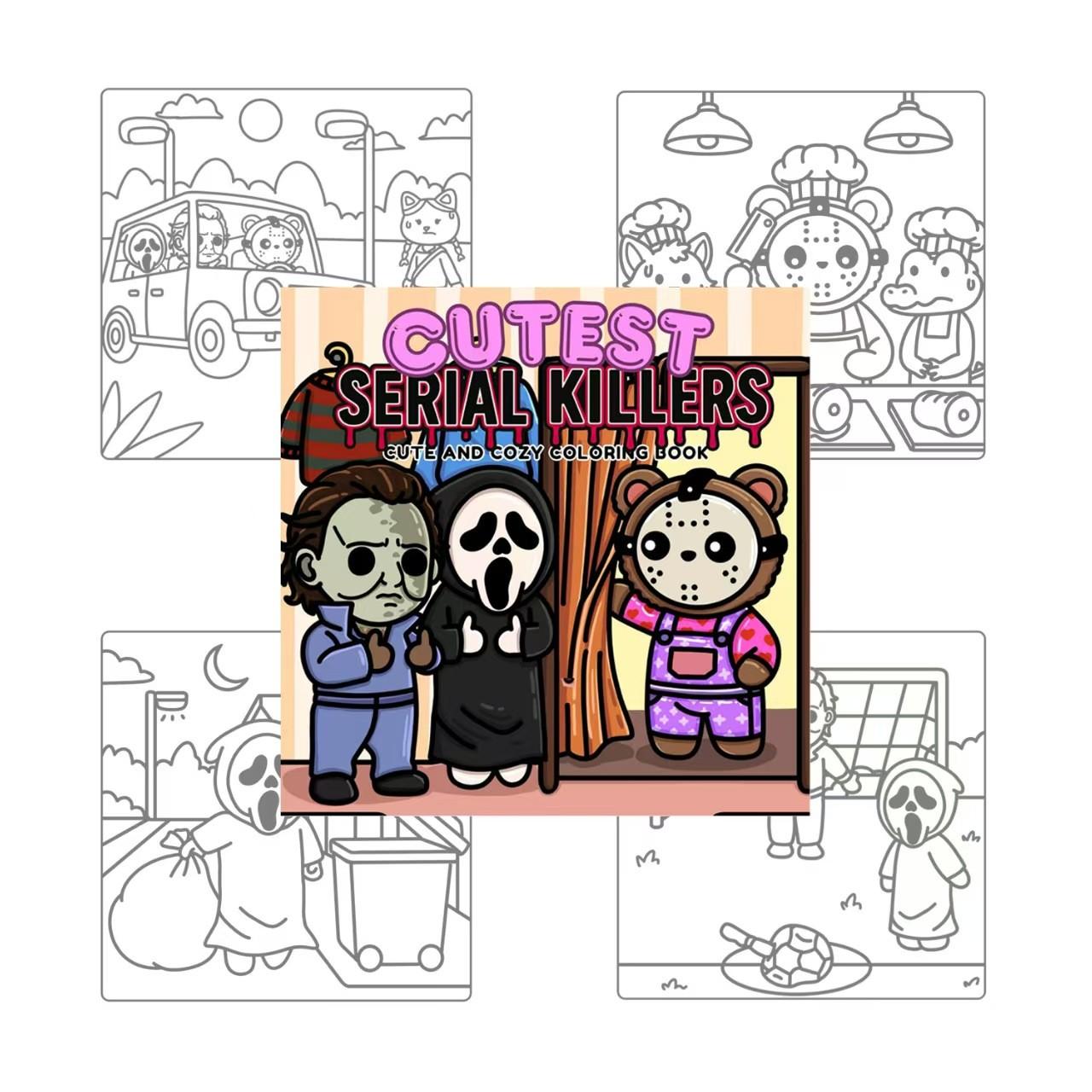 Cute Horror IPS Coloring Book, Perfect for Horror Fans, Stress Relief Craft, Easy Design for All Ages, Ideal Gift for Horror Enthusiasts