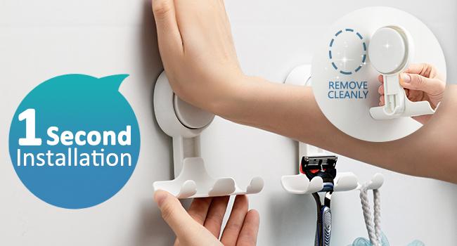 TAILI Shower Razor Holder Suction Cup 2 Pack, Vacuum Suction Razor Hanger for Shower Wall, Suction Door Hooks for Towel Loofah Sponge, Shower Razor Hooks for Bathroom Removable Waterproof, White