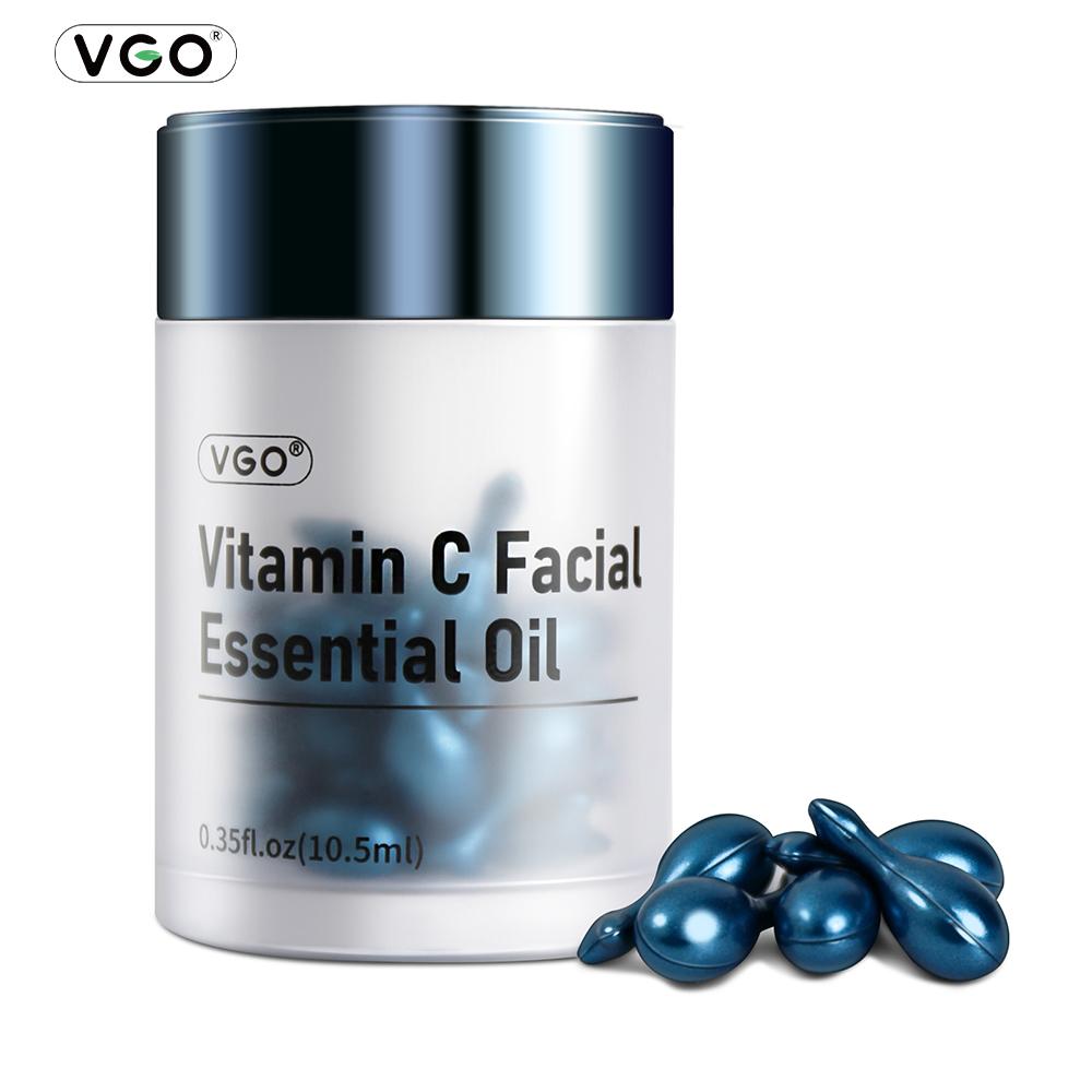 VGO Vitamin E and C Facial Oil Blend with 10 Essential Oils in Capsules, For Hydrated & Radiant Skin, 30 Count Serums Skincare Comfort vitamin c serum salicylicacidserum Lymphatic Contour Brush Turmeric Cleansing Set stamp roller compact