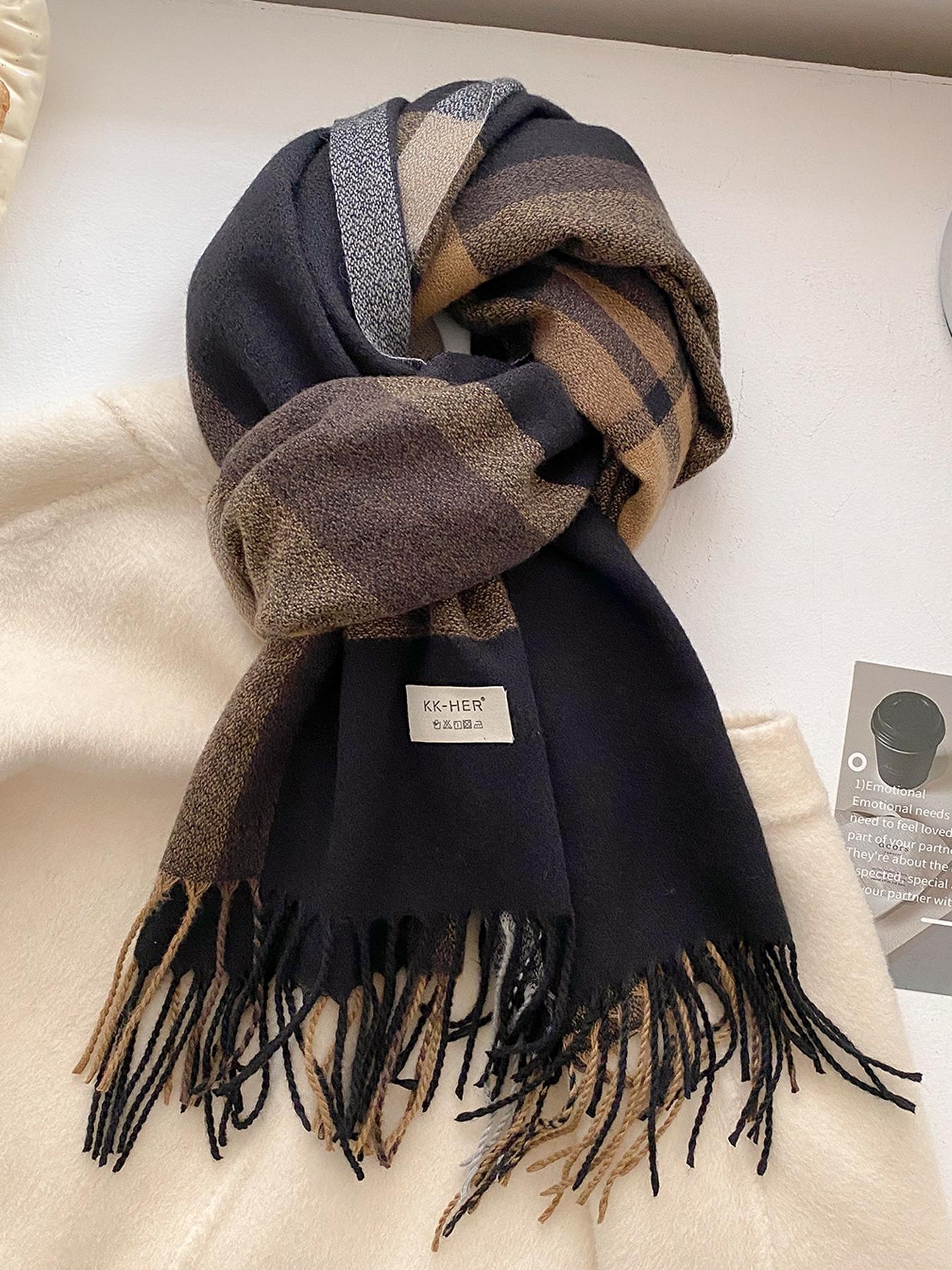 Elegant Plaid Scarf for Autumn & Winter, Soft Warm Shawl for Men & Women, Casual Fashion Accessory, Fitted Style, Checkered Scarf