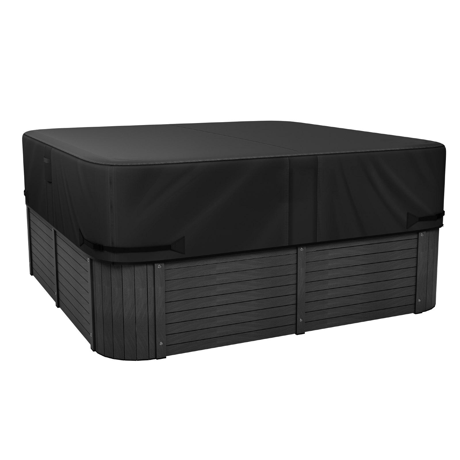 VEVOR Outdoor Hot Tub Cover, 80x 80x 20 Inch Weatherproof and Waterproof Hot Tub Cover Protector, 600D Heavy Duty Oxford Fabric and 950N Tearing Strength, Square Spa Covers for Hottub, Black