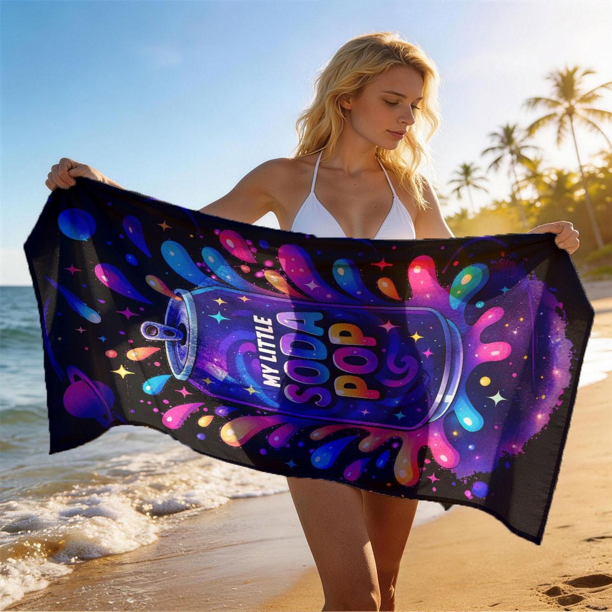 My Little Soda Pop Beach Towel, Large Size, Quick-Dry, Absorbent, Ideal for Beach, Pool, Summer Outing, Outdoor Picnic, Home Use