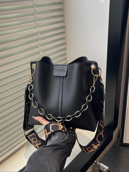Women's PU Handbag, Casual Crossbody Shoulder Bag, Fashion Bucket Bag, Elegant Daily Use Accessory, Fashionable Bucket Bag, All Seasons