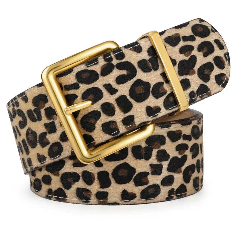 XZQTIVE Women's Heavy Duty Chunky Width PU Leather Dress Accent Belt with Gold Square Buckle, Sohochic Fashion Accessory