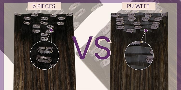 LaaVoo Clip in Hair Extensions Real Human Hair Straight 5 counts Clip in Extensions Hairpiece TikTokShopBlackFriday SpringStatements