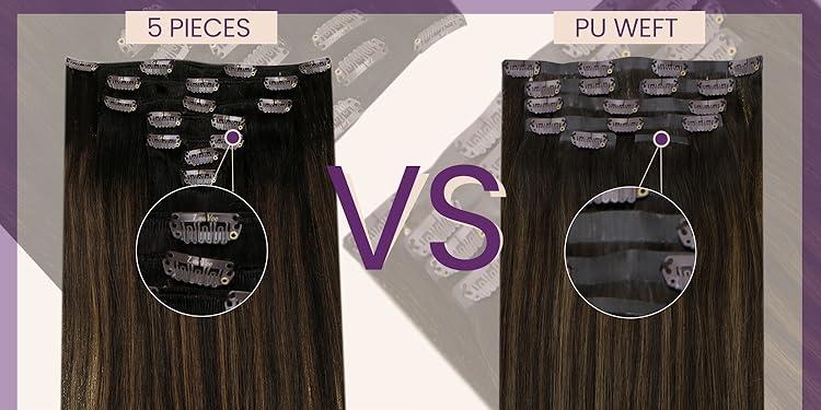 LaaVoo Clip in Hair Extensions Real Human Hair Straight 5 counts Clip in Extensions Hairpiece TikTokShopBlackFriday