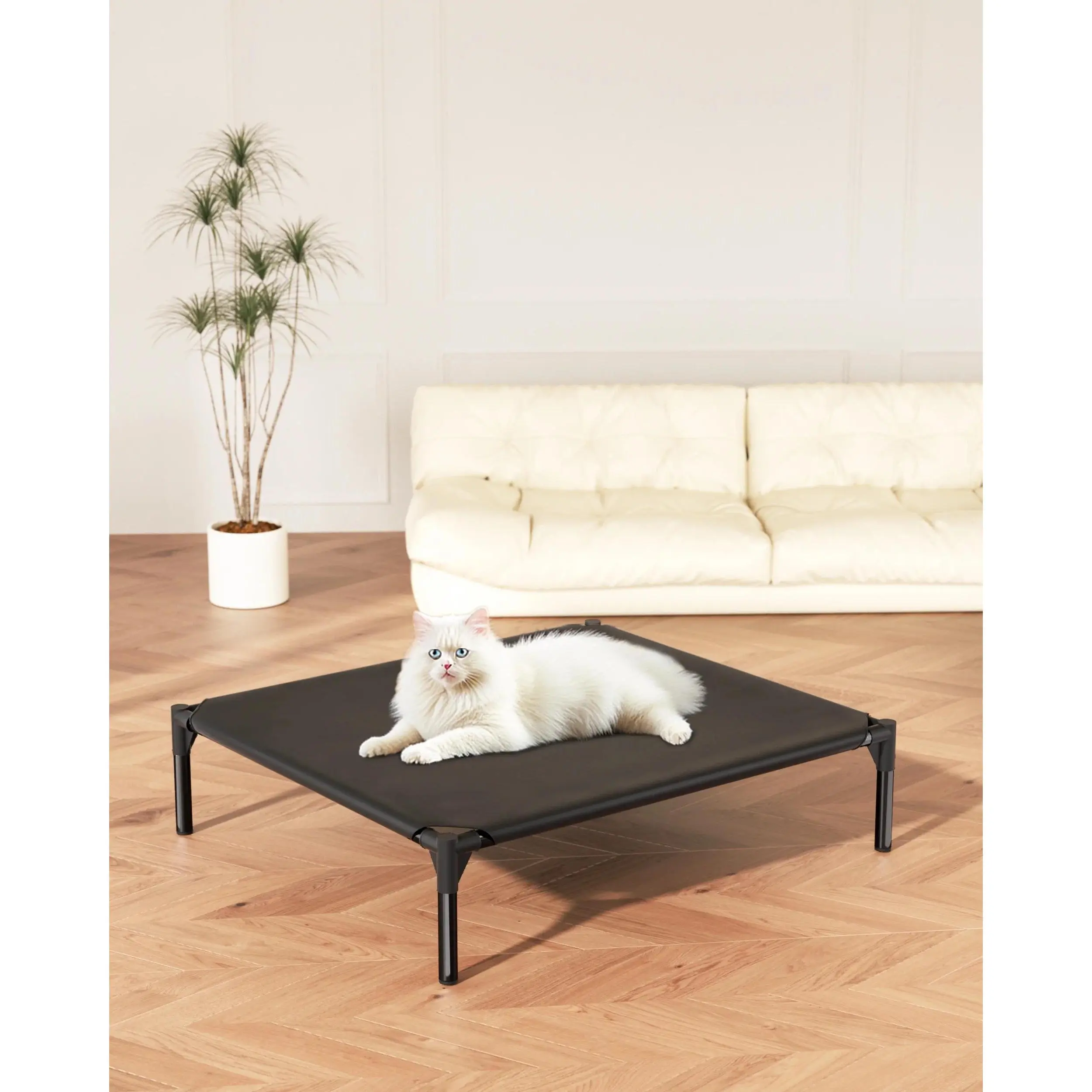 Elevated Pet Bed for Large Pets, Raised Pet Cot Beds, Indoor & Outdoor Heavy Duty Pet Beds with Durable Teslin Recyclable Mesh