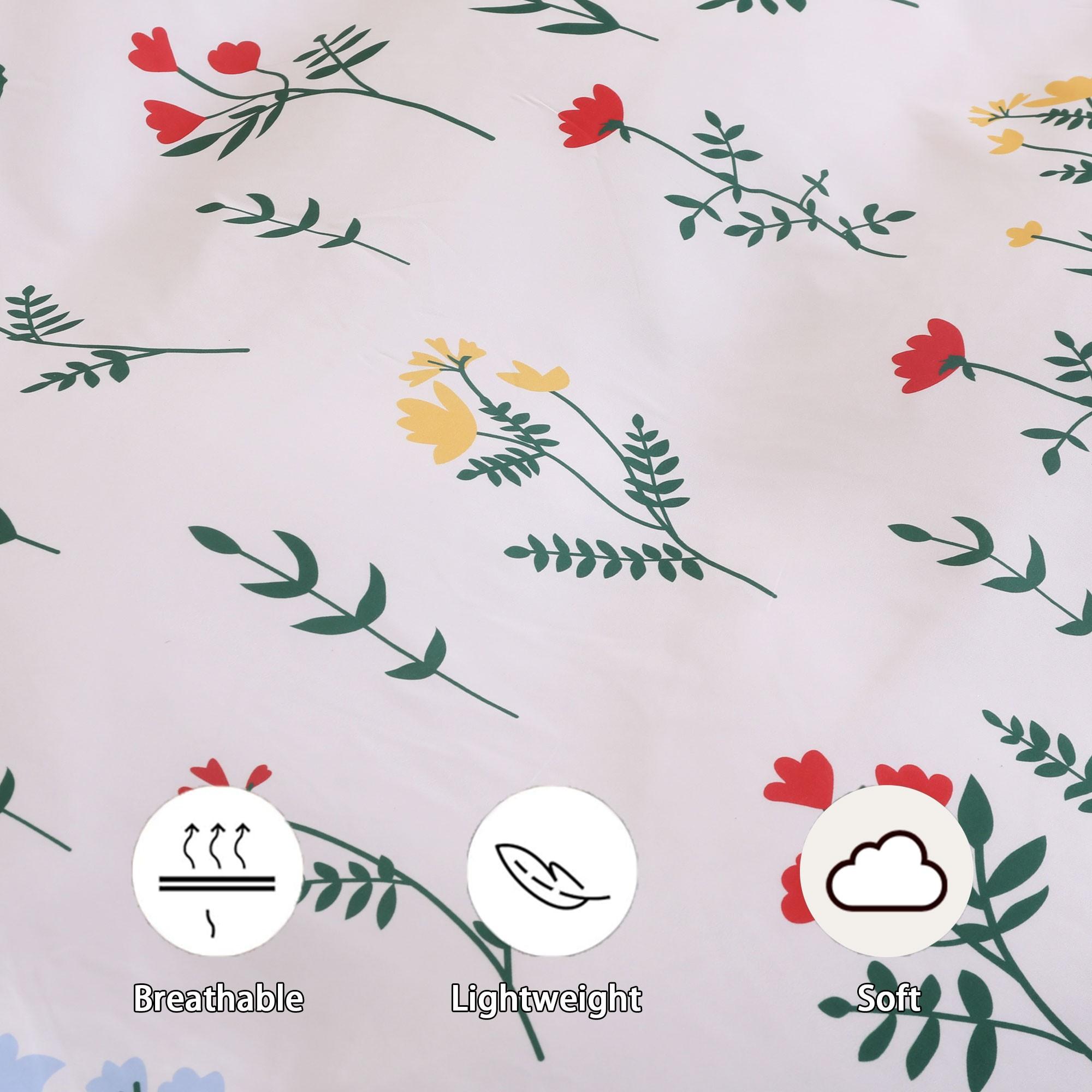 Spring & Summer Refresh, Winter Jasmine Print 3-Piece Duvet Cover Set, Includes 1 Duvet Cover and 2 Pillowcases (Without Insert), Soft and Comfortable, Machine Washable for Easy Care.