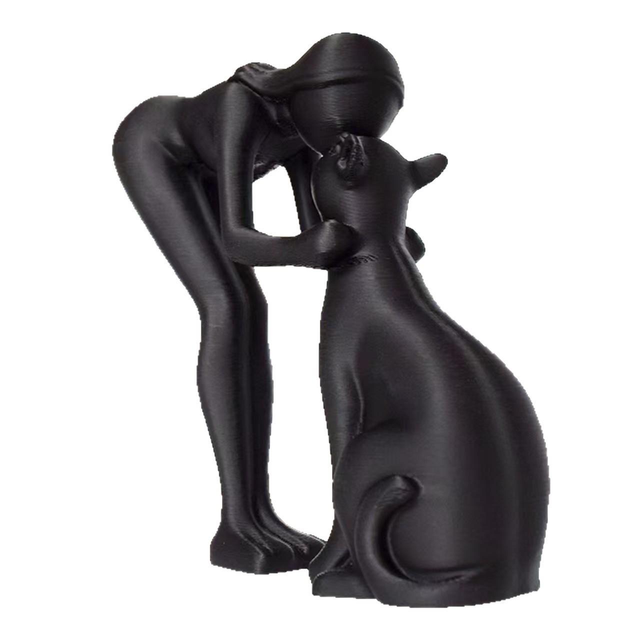 Desktop Woman Petting Cat Simulation 3D Printed Toy Decoration, Hanging Model, Festival Gift, Trendy Home Decor Item