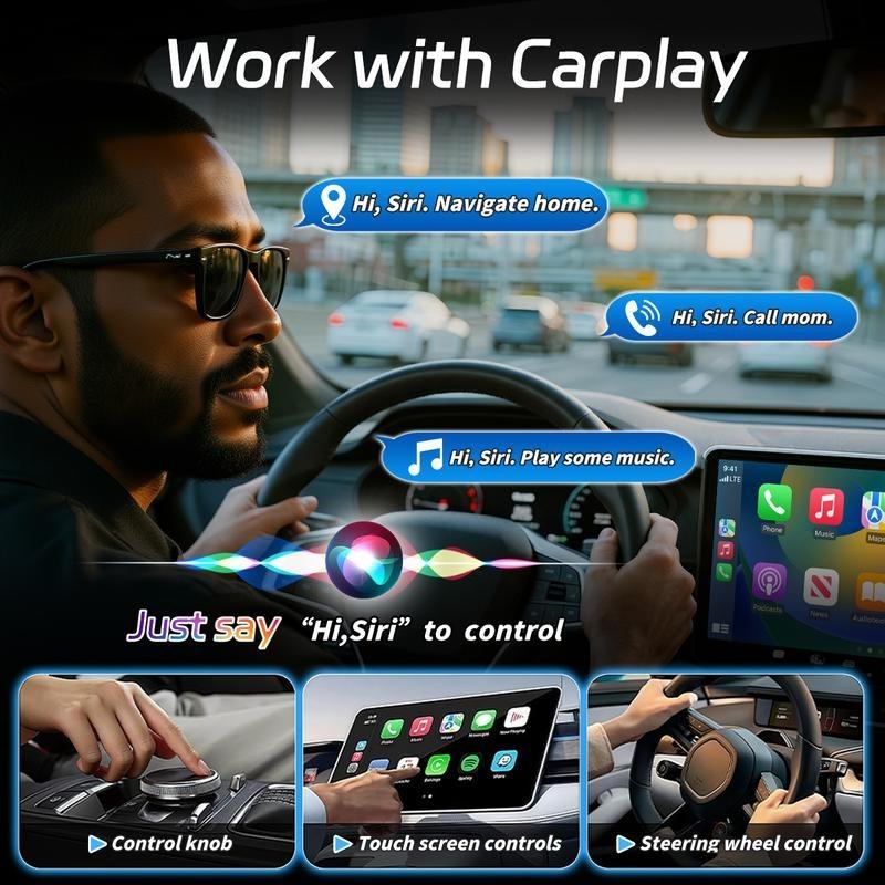 Wireless Carplay Adapter for iPhone Android Devices, Universal Compatibility, Fast Connection Zero Latency Hands-Free Calling Charging, Wireless Carplay Converter