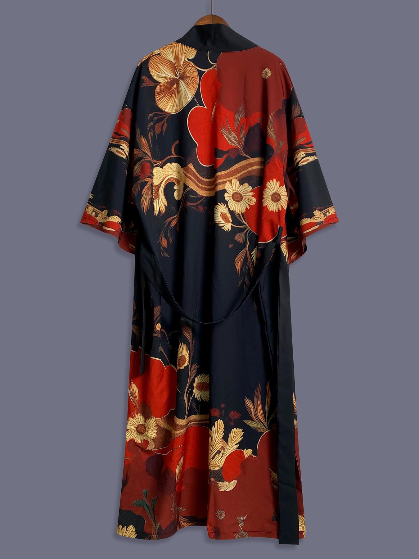 Women's Japanese Style Kaftan, Animal Print Loose-Fit Kimono Jacket, Elegant Party Outerwear, Summer Street Fashion, Beach Travel Coat, Womenswear
