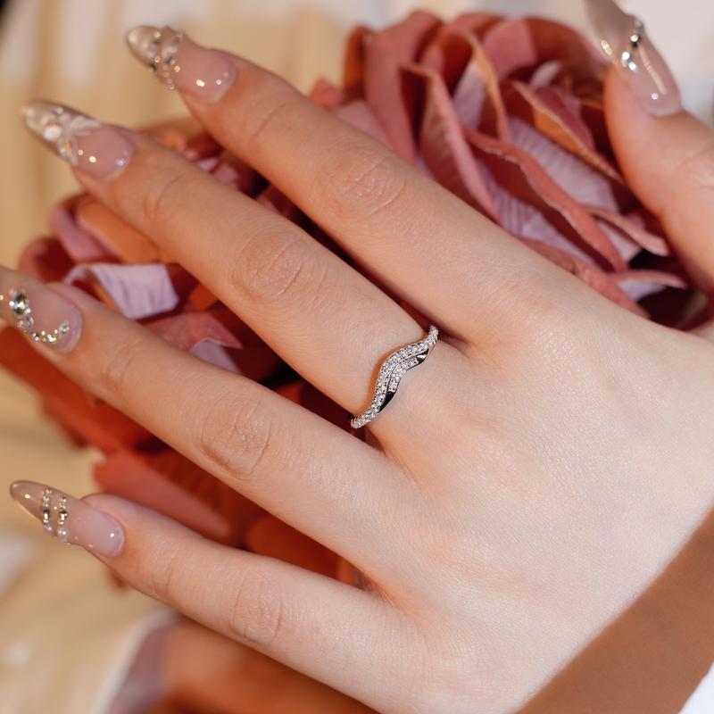 【#178 Ring Enhancer】Smiley Stacking Band ALL vvs Synthetic Moissanite Rings in 925 Sterling Silver Gift for her Birthday Mother's Day