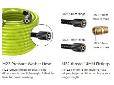 POHIR Pressure Washer Hose 50FT*1/4, Kink Free 4000 PSI Power Washer Hose M22 14/15mm Thread Compatible, Flexible Extension Hose for Cleaning Jobs POHIR Pressure Washer Hose 50FT*1/4, Kink Free 4000 PSI Power Washer Hose M22 14/15mm Thread Compatible, Flexible Extension Hose for Cleaning Jobs