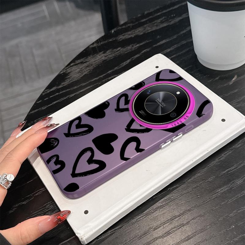 chaotic heart, purple phone case, suitable for Honor phone cases, suitable for Honor 600 Lite, 400, 200, Magic 8 Lite, 7, 6, 5, X9, X8, X7, X6 4G, 5G, Pro, Lite, Smart series and various models of phone cases, cool, internet celebrity style