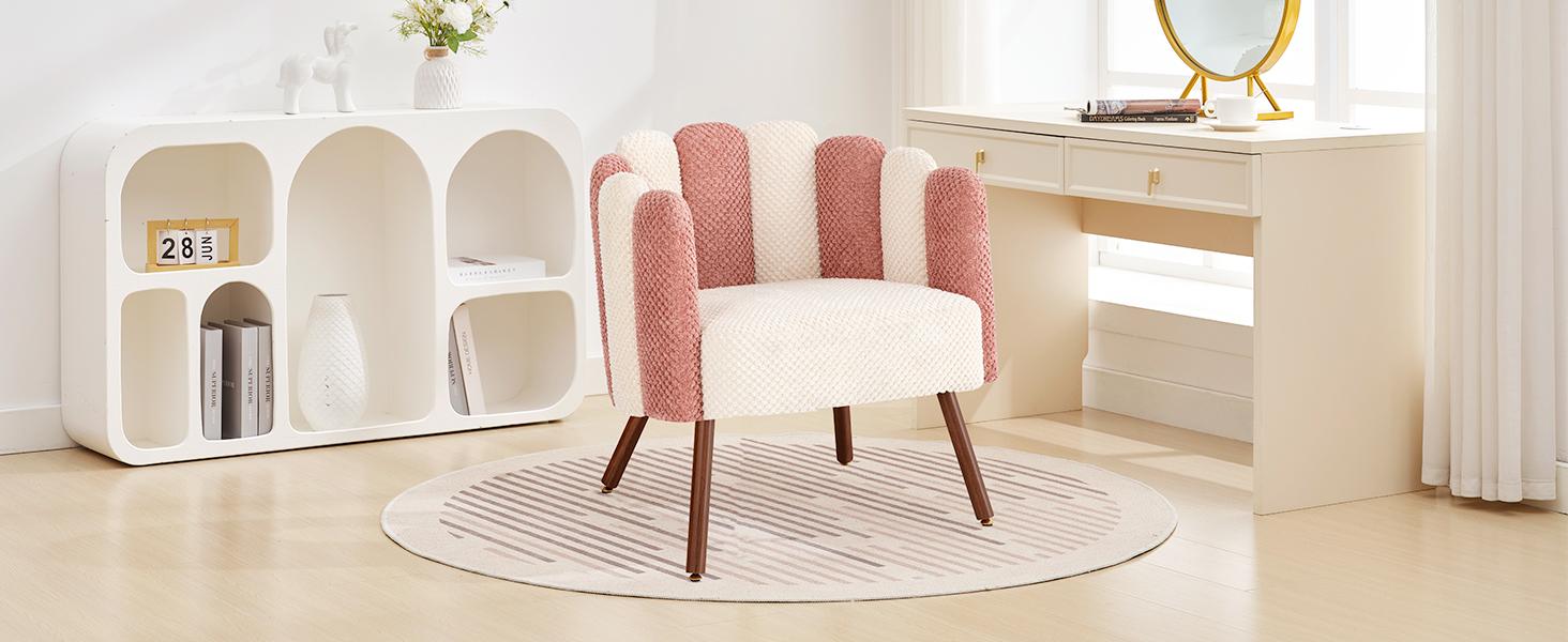 Modern Velvet Petal Accent Chair,Cute Vanity Chair with Back and Wood Legs,Home Reading Chair Armchair for Living Room,Makeup Room,Bedroom Modern Velvet Petal Accent Chair,Cute Vanity Chair with Back and Wood Legs,Home Reading Chair Armchair for Living Room,Makeup Room,Bedroom