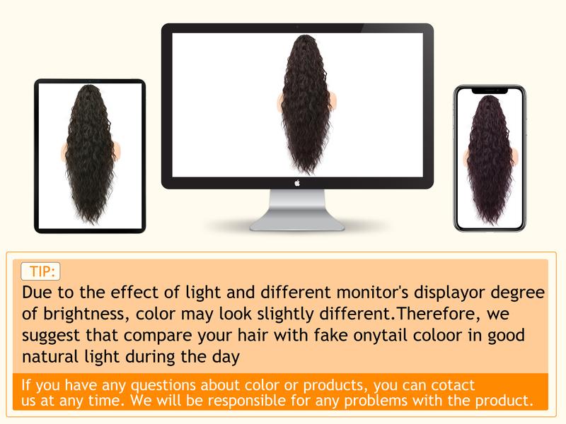 ORSUNCER Hair Extension Claw Ponytail Long Wavy Ponytail Extension Black Brown 30 Inch Curly Clip Ponytail in Hair Extensions For Women Fluffy Natural Looking Synthetic Hairpiece for Daily Use Easy To Go