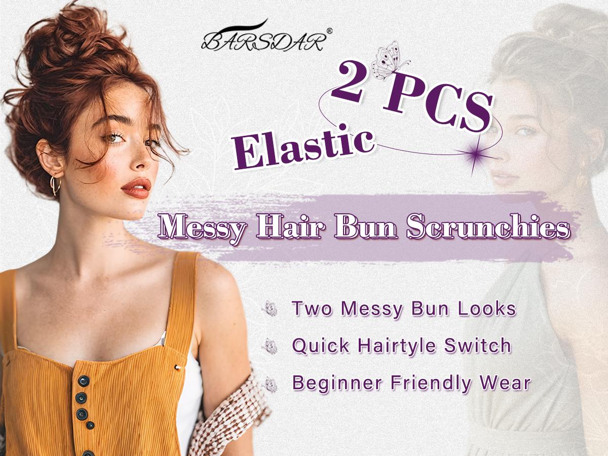 BARSDAR 2 PCS Messy Bun Hair Pieces - Elastic Brown Gray Messy Hair Bun Scrunchies Extensions for Women - Synthetic Thick Fluffy Updo Chignons Salt and Pepper Hairpieces Daily BARSDAR 2 PCS Messy Bun Hair Pieces - Elastic Brown Gray Messy Hair Bun Scrunchies Extensions for Women - Synthetic Thick Fluffy Updo Chignons Salt and Pepper Hairpieces Daily