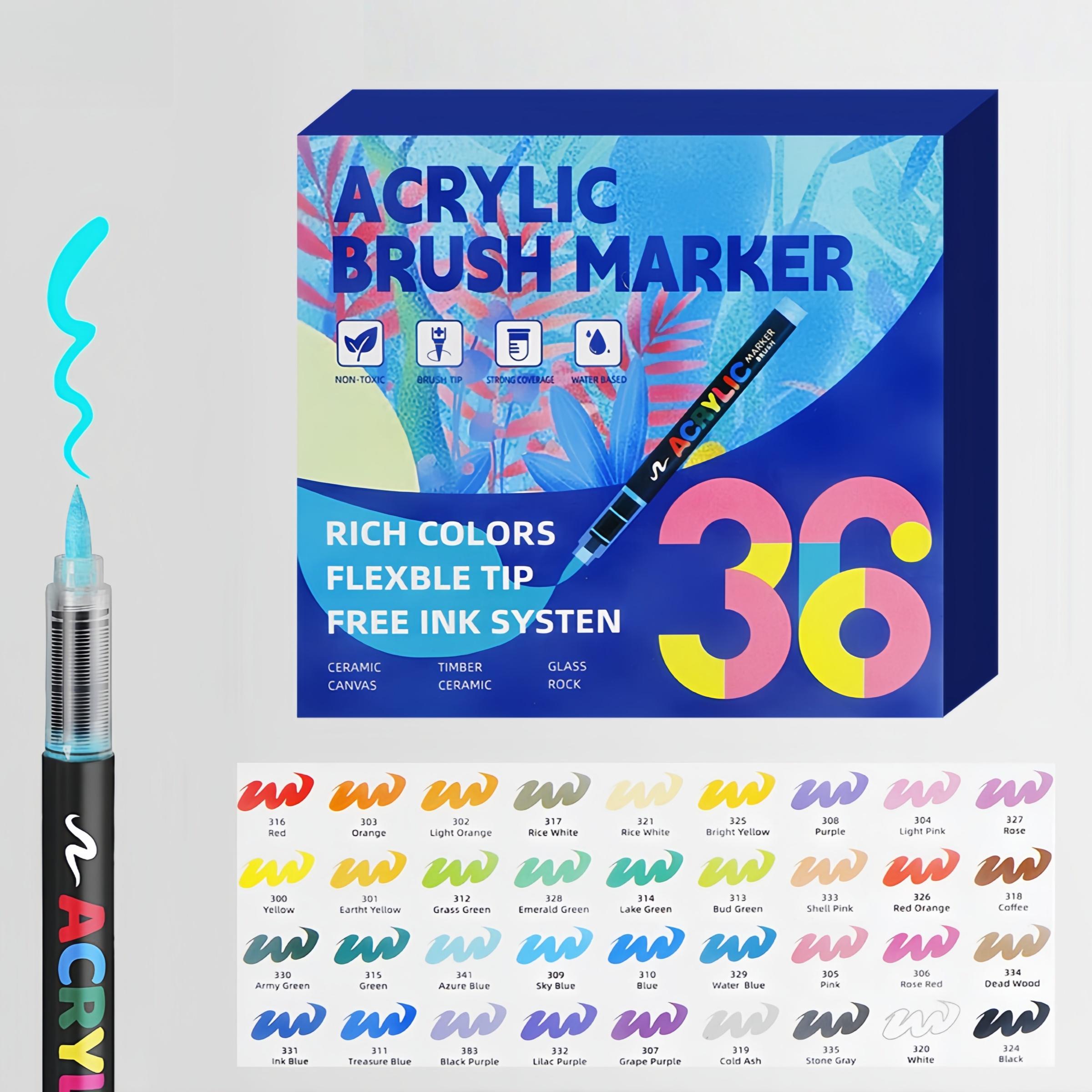Liquid Soft Tip Acrylic Drawing Markers, 12 Colors/36 Colors/168 Colors Large Capacity, Stackable Ink Control Pens, Ideal for Art Enthusiasts and Painting
