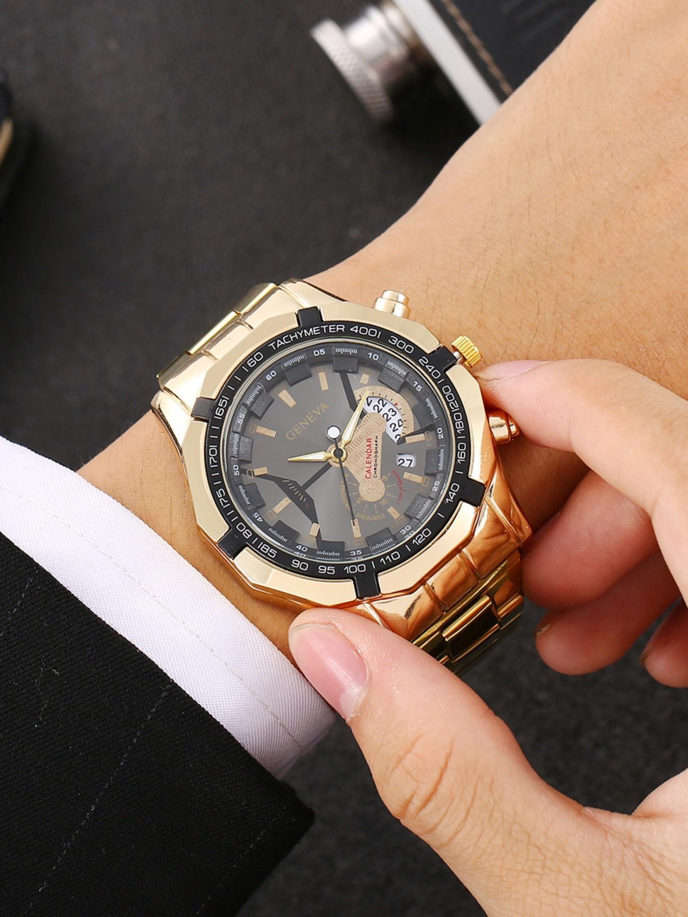Men's Business Wrist Watch, Alloy Case & Strap Watches For Men, Quartz Analog Wristwatch, Battery-Powered, Ideal for Daily Wear & Gifts, Watch Men