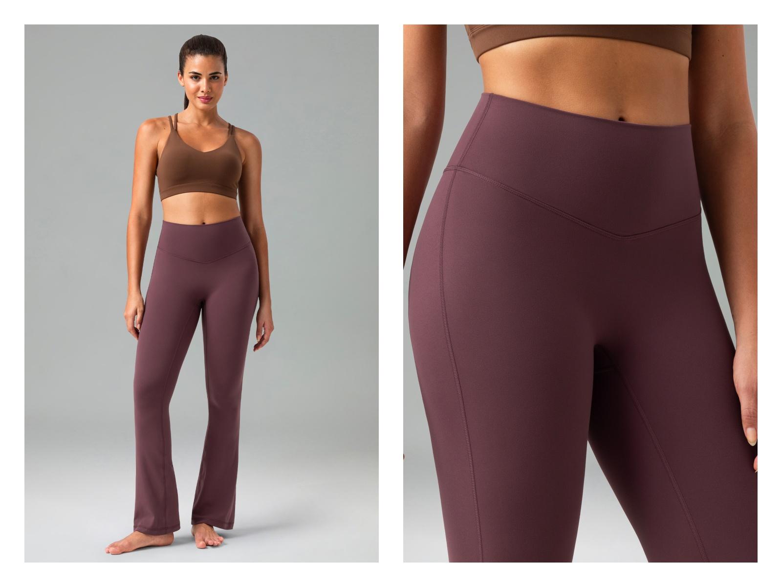 Colorfulkoala Women's No Front Seam 29.5" High-Waisted Mini Flare Leggings Seamless Front Pants Dreamlux Fabric Yoga Casual Wear