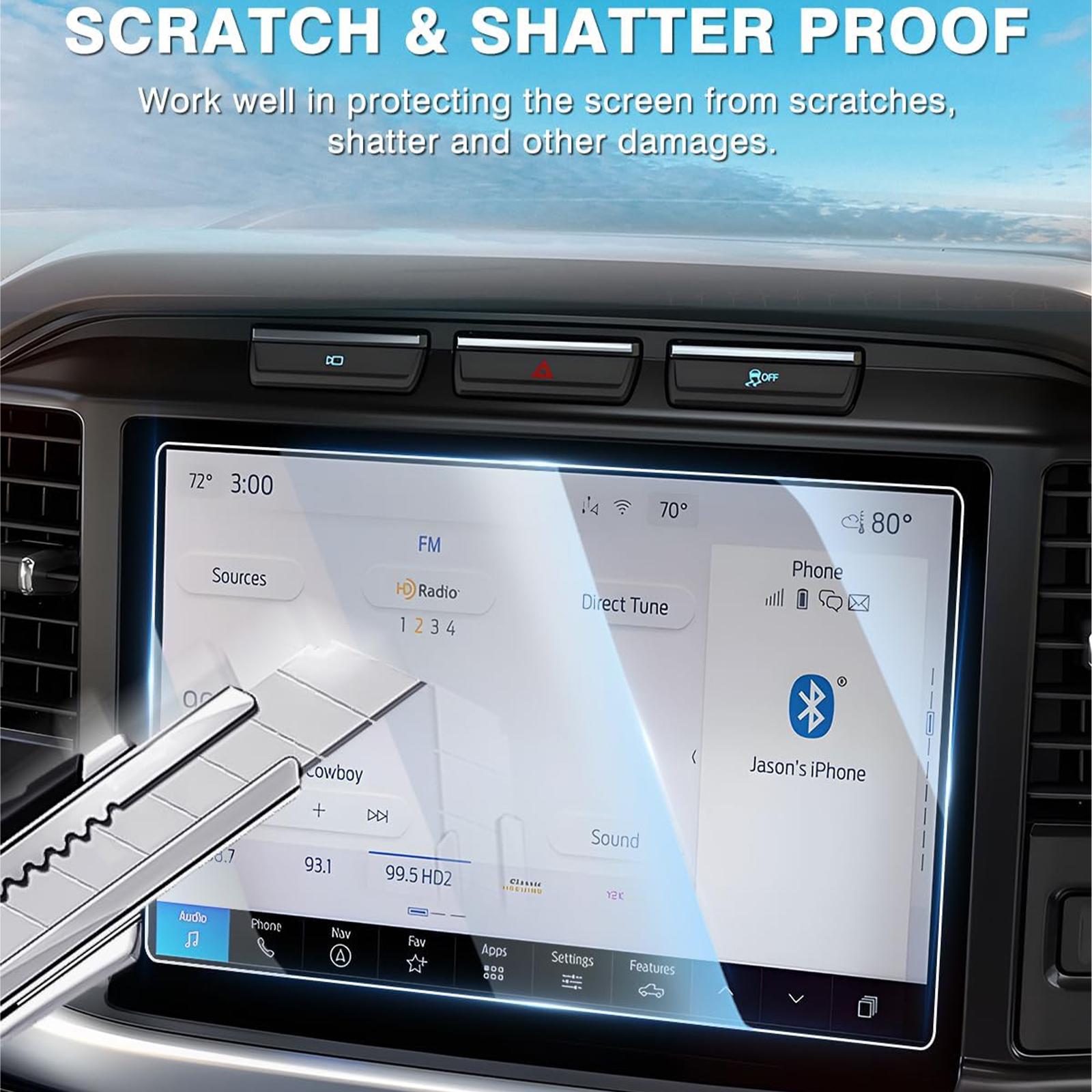 Canvcle 2 Pack Anti Glare Screen Protector for 2021-2025 Ford Bronco 12-Inch Touchscreen, 9h Tempered Glass Protector for 2025 Bronco Accessories, Navigation Protective Film Anti Fingerprint Cover Protection