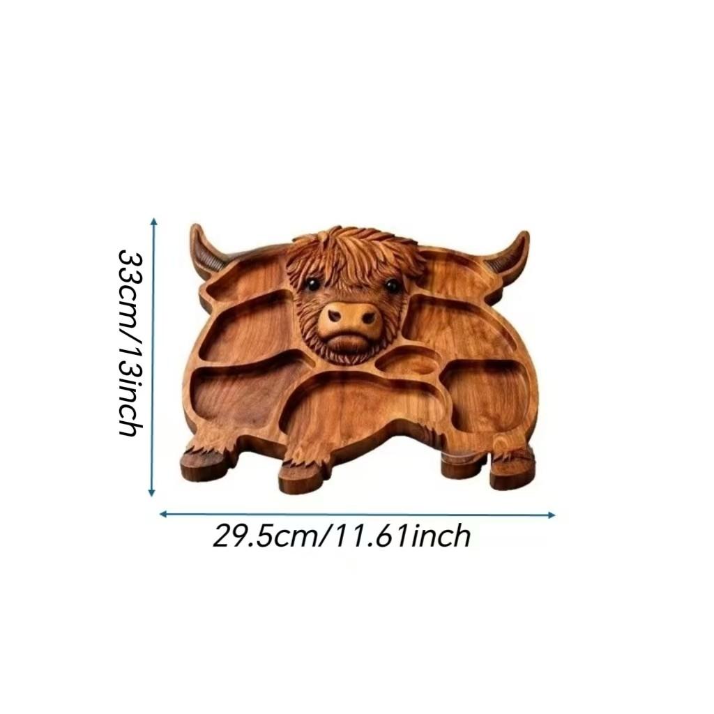 Animal Shape Highland Cow Form Wooden Charcuterie Board - Kitchenware Serving Plate, Ideal for Parties, Perfect Gift for Birthdays