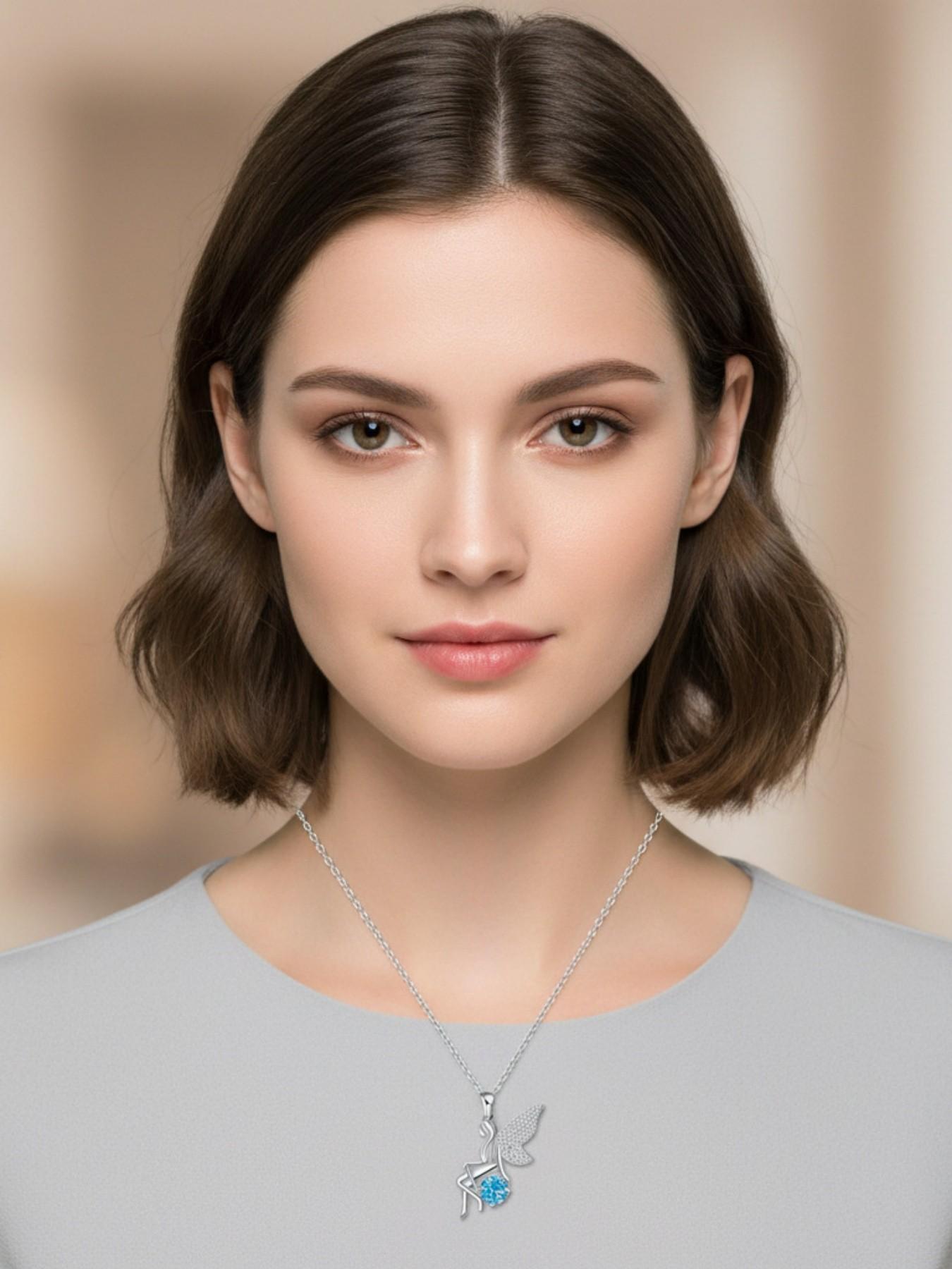 Blue Diamond Elf Wing New original niche cute elf gem necklace.Paired with a preserved rose & teddy bear jewelry gift box.Perfect mysterious gift for festivals, birthdays, Valentine's Day, Mother's Day and Christmas.