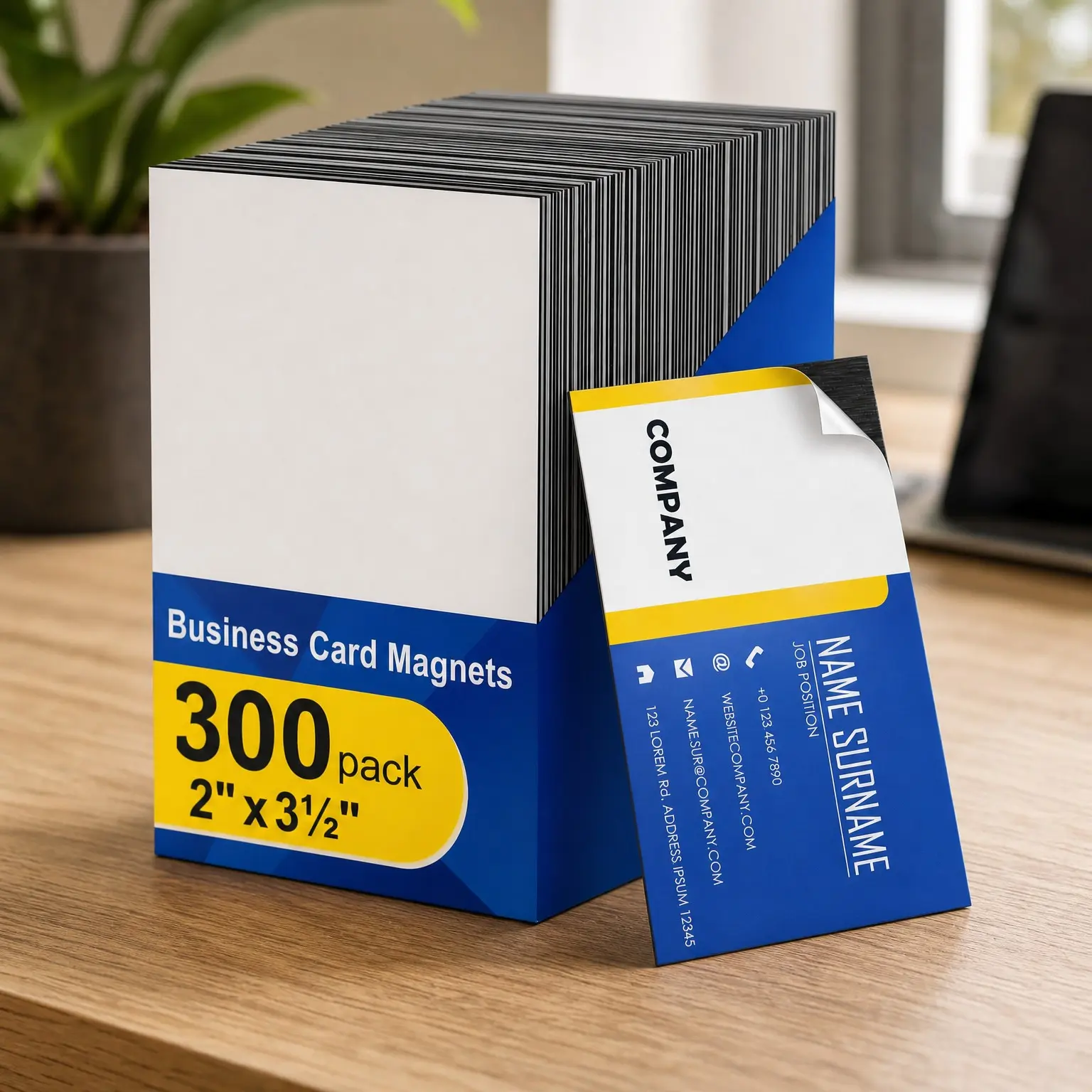 300 Pack Business Card Magnets Peel and Stick, Self-Adhesive Name Card Magnets
