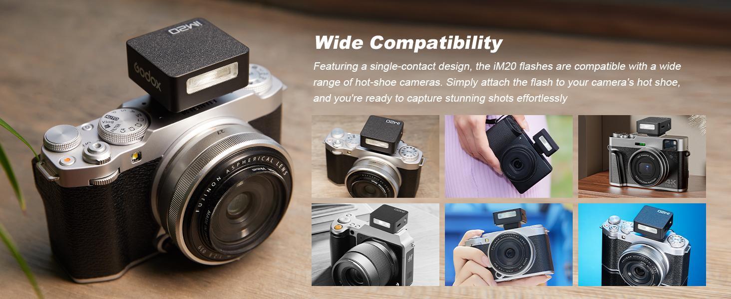 Godox iM20 with Diffuser Godox Flash USB-C Charging, Camera Flash GN 12, with 5 Levels Flash Power, 440 Full-Power Flashes Mini Flash for Sony zv1/Sony zve10 /Ricoh gr3/Fuji f1【not for ZV-1F】
