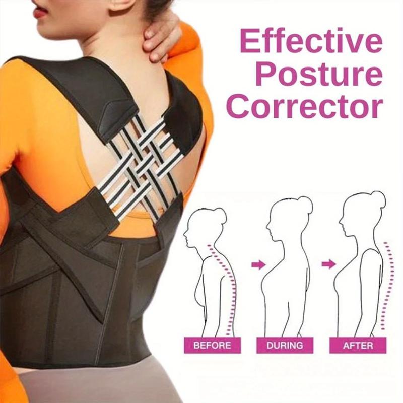 Father's Day Gifts Correction Belt Open Shoulder Anti-Humpback Corrector for Adult Men and Women - Black, Black Back Posture Correction Waist Trainer Corrector Daily Braces