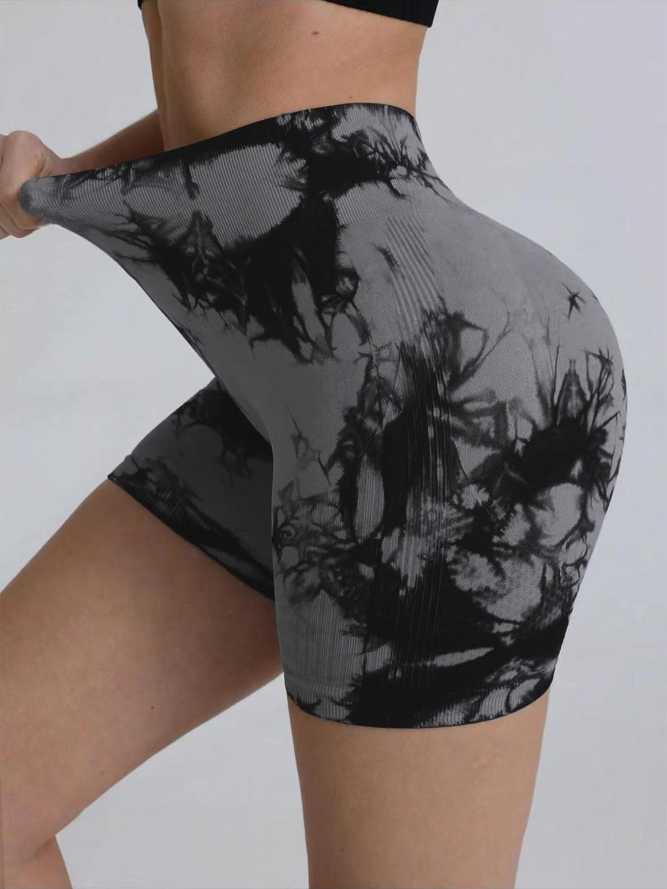 Women's Tie Dye Print High Waist Sports Shorts, Breathable Comfortable Skinny Athletic Shorts for Gym Workout Running, Ladies Sportswear Activewear for All Seasons, Athletic Bottoms