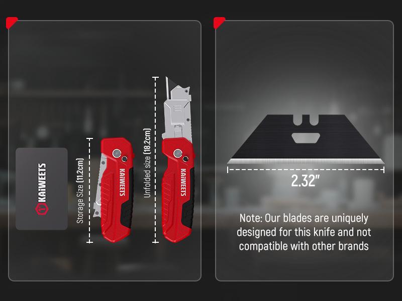 KAIWEETS Utility Knife Scraper, Retractable Design, 2-in-1 Folding Box Cutter with Blade Storage, Heavy Duty Zinc Alloy Body, Folding Knife, SK2 Black Blades replacement, EDC Tool for Home, Office Hardware Cutting KAIWEETS Utility Knife Scraper, Retractable Design, 2-in-1 Folding Box Cutter with Blade Storage, Heavy Duty Zinc Alloy Body, Folding Knife, SK2 Black Blades replacement, EDC Tool for Home, Office Hardware Cutting