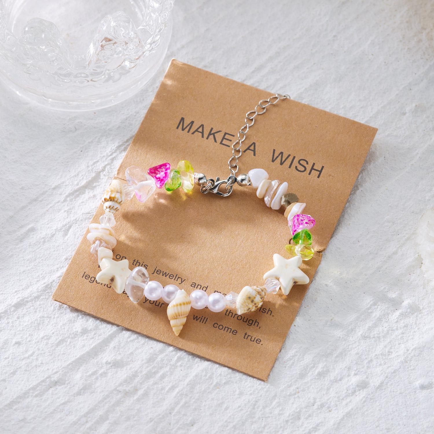 Summer Beach Inspired Handmade Shell Bracelet with Seashell Sea Star Beads for Women Stylish Ocean Themed Jewelry Lightweight Comfortable Adjustable Fit Trendy Vacation Accessory