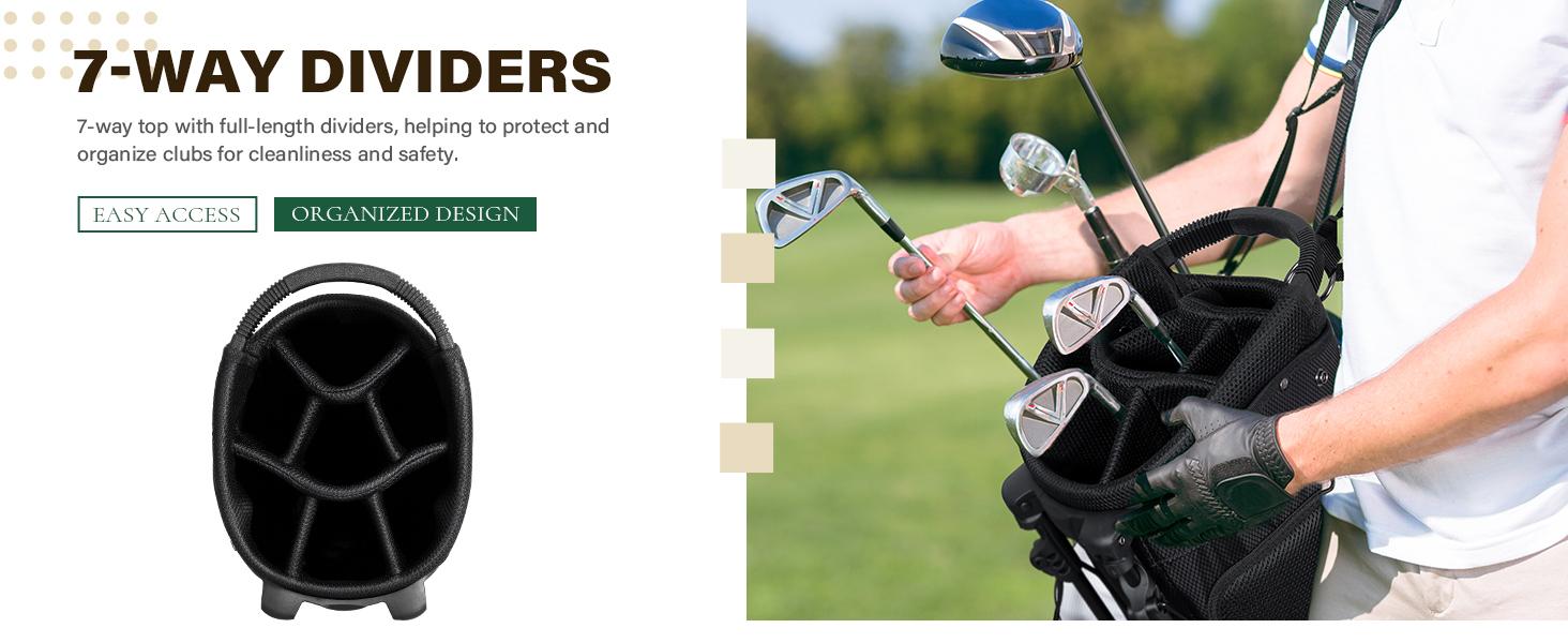UNIHIMAL Golf Stand Bag with 7 Way Top Dividers, Lightweight Golf Bags for Men Women with Multiple Pockets, Dual Straps