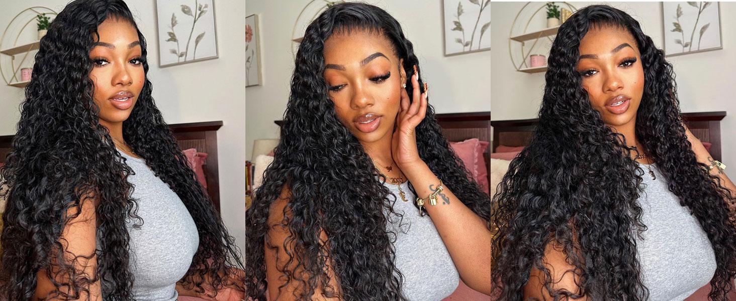 【Outlet Flash Deals】VIPbeauty Deep Wave Lace Front Wigs Human Hair 200 Density 13x4/13x6/5x5 HD Lace Frontal Wigs Human Hair Pre Plucked Straight/Body Wave/ Curly Wave Glueless Wigs Human Hair for Women Natural Black