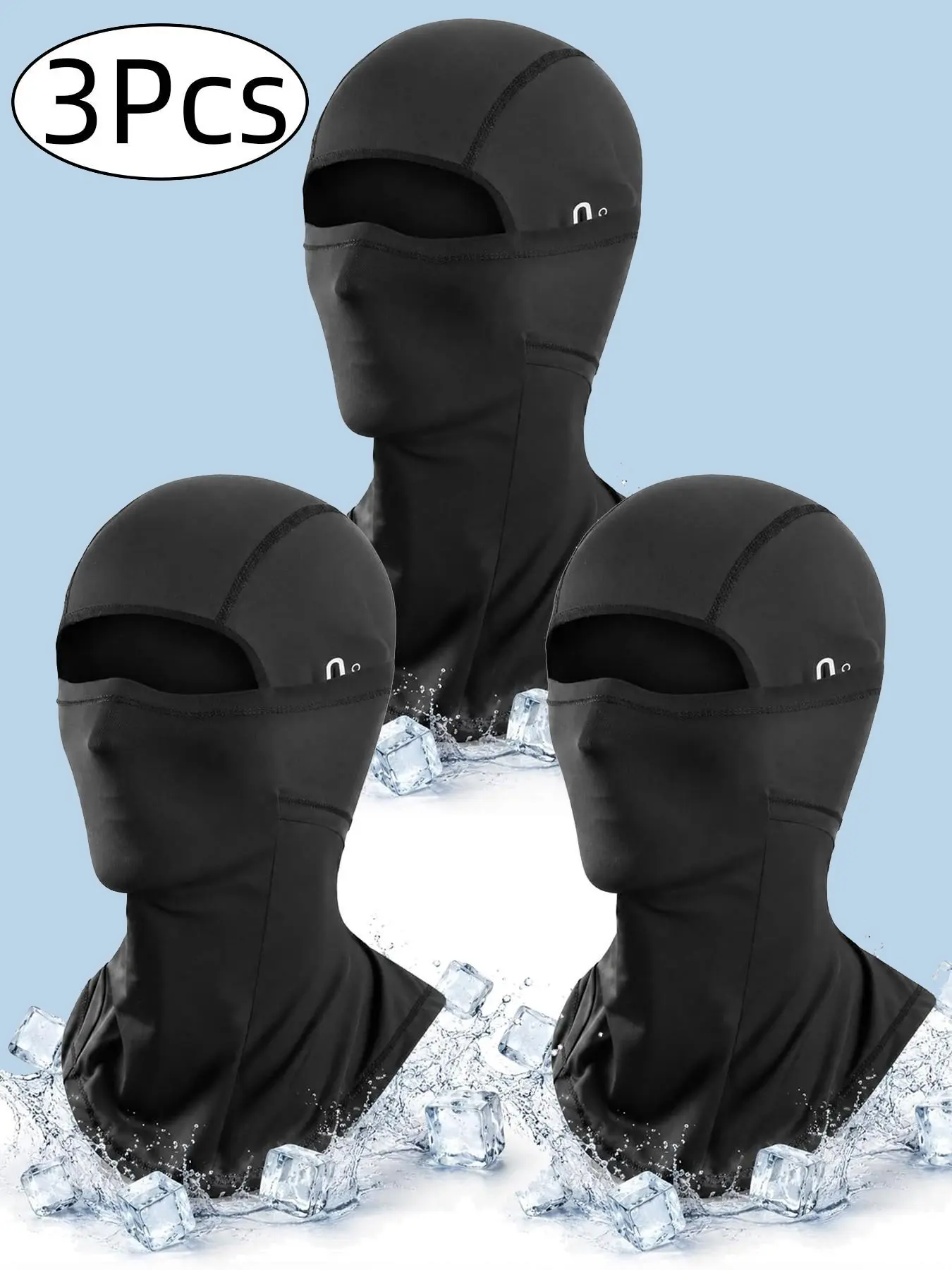 3Pcs Ski Mask for Men and Women Hoods with Glasses Holes , Lightweight UV Balaclava Face Cover | Breathable lightweight fabric with UV, wind, and dust coverage for riding, skiing, snowboarding, moto, running, and cycling