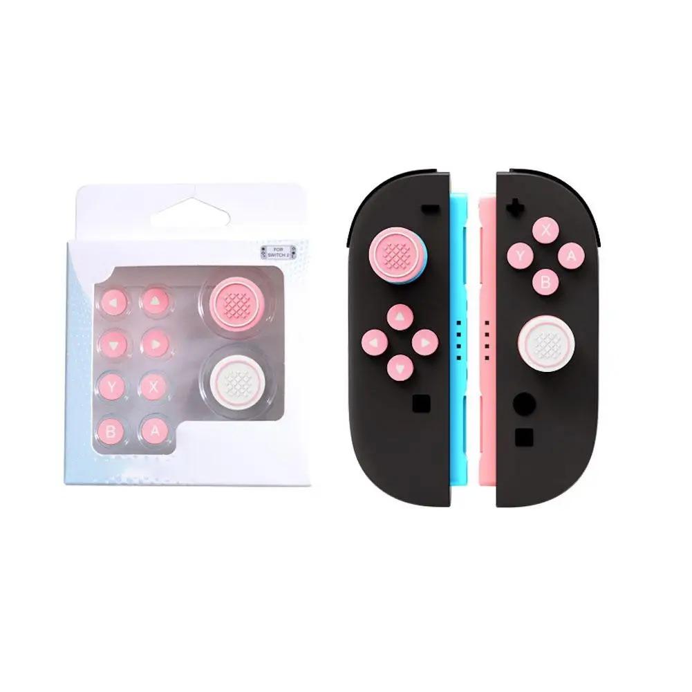 For Switch 2 Button Grips Caps Joystick Thumbsticks Cap+button Sticker Set Silicone Material Button For Switch2 Accessories