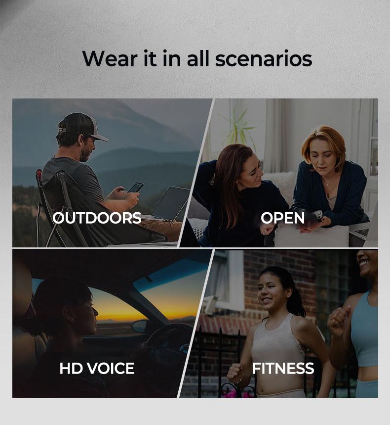 ERAZER OWS Touch Screen Earphone Bluetooth 5.4 Wireless Headphones oise Canceling TF Card Headset HIFI Stereo Full-Color Display Multifunctional Earbuds With Mic