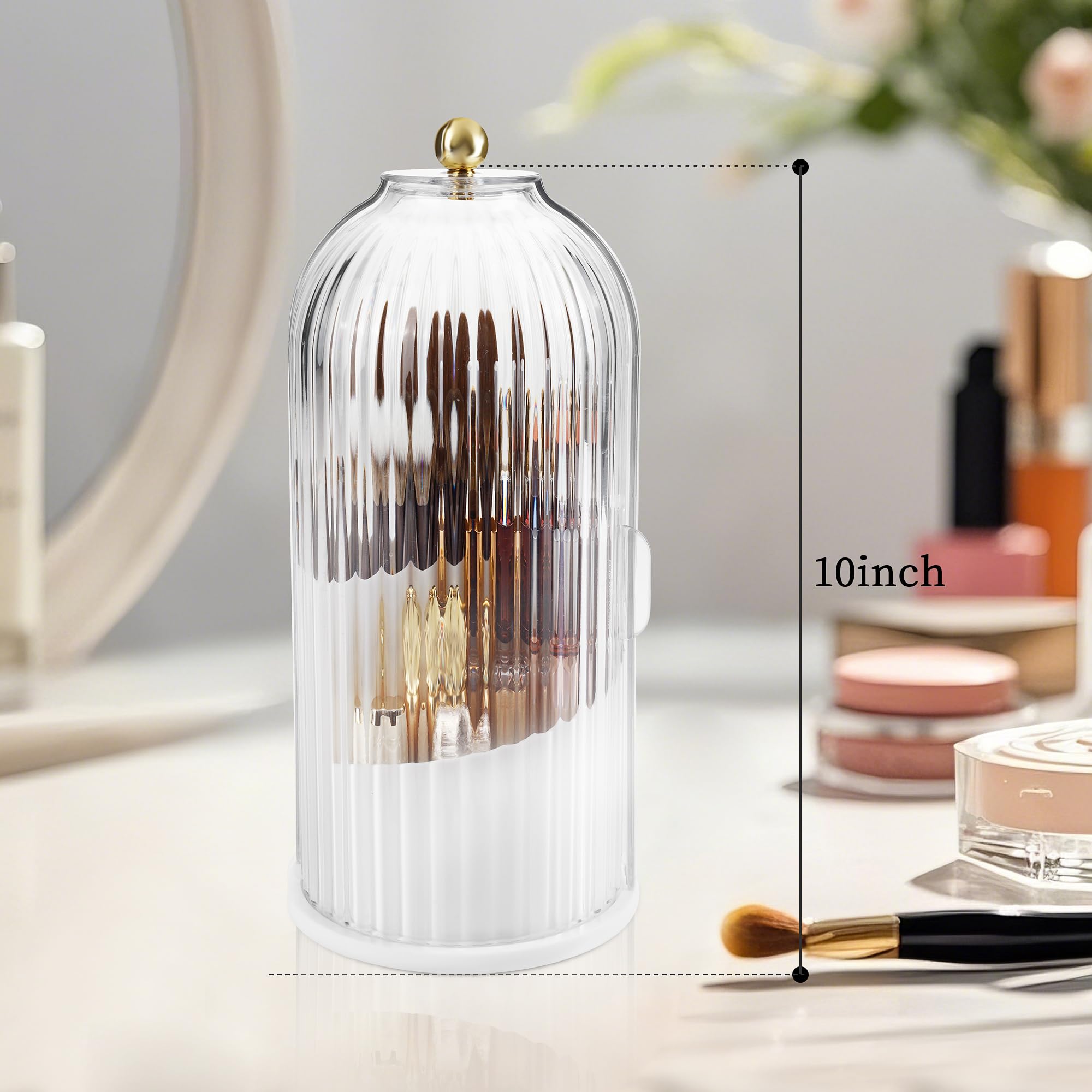 Concealed Toothbrush Holder, Rotating Bathroom Organizer Countertop, Toothbrush Holders with Cover, Bathroom Counter Organizer with Covered Makeup Brush Holder, Toothbrush Holder Organizers, Toothbrush Holders For Bathrooms (1pcs White)