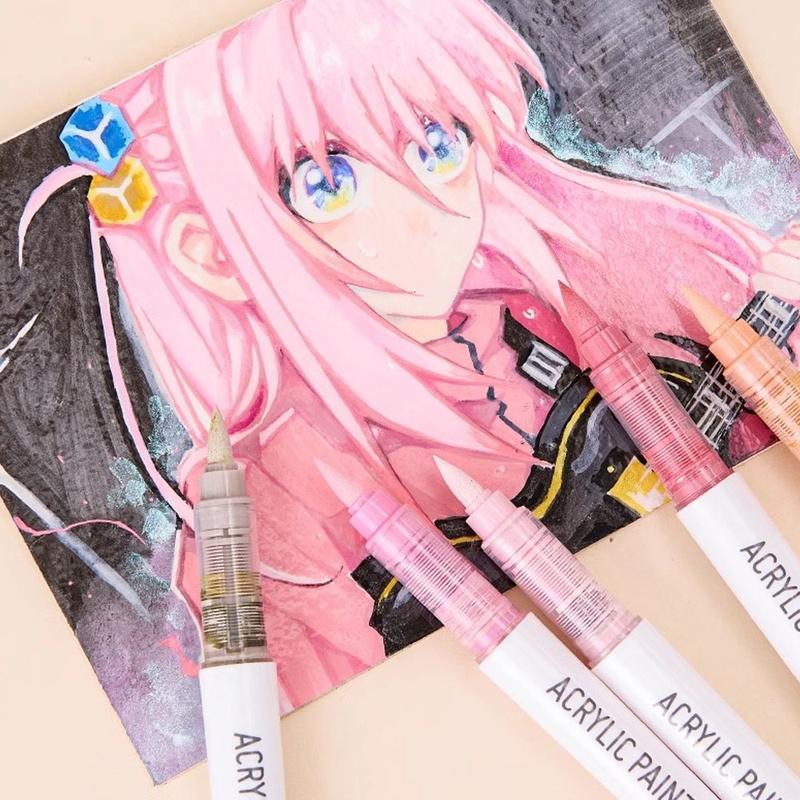 Gradient Color Marker Pen, 9 Counts/set Liquid Acrylic Marker Pen, Student Colored Graffiti Painting Coloring Pen, Art Supplies